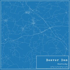 Blueprint US city map of Beaver Dam, Kentucky.