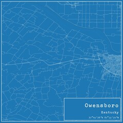 Blueprint US city map of Owensboro, Kentucky.