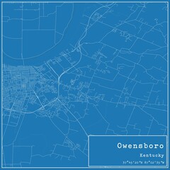 Blueprint US city map of Owensboro, Kentucky.