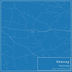 Blueprint US city map of Gracey, Kentucky.