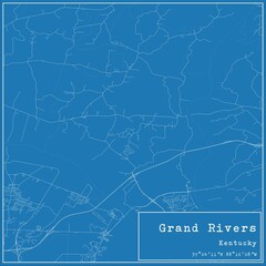 Blueprint US city map of Grand Rivers, Kentucky.