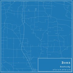 Blueprint US city map of Boaz, Kentucky.