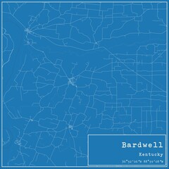 Blueprint US city map of Bardwell, Kentucky.