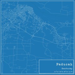 Blueprint US city map of Paducah, Kentucky.