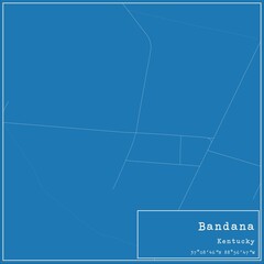 Blueprint US city map of Bandana, Kentucky.