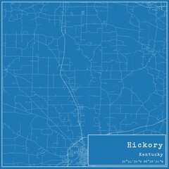 Blueprint US city map of Hickory, Kentucky.