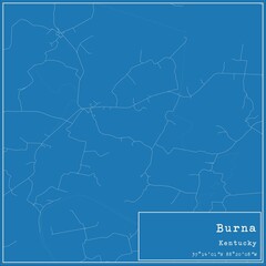 Blueprint US city map of Burna, Kentucky.