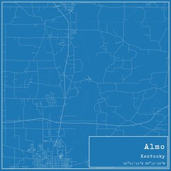 Blueprint US city map of Almo, Kentucky.