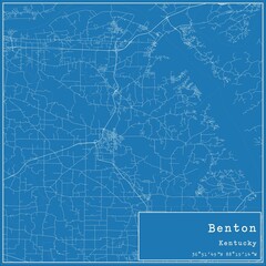 Blueprint US city map of Benton, Kentucky.