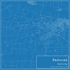 Fototapeta premium Blueprint US city map of Paducah, Kentucky.