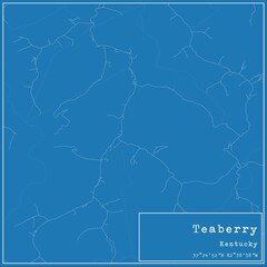 Blueprint US city map of Teaberry, Kentucky.