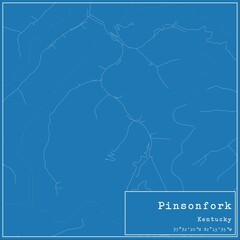 Blueprint US city map of Pinsonfork, Kentucky.