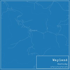 Blueprint US city map of Wayland, Kentucky.