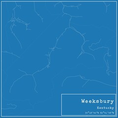 Blueprint US city map of Weeksbury, Kentucky.