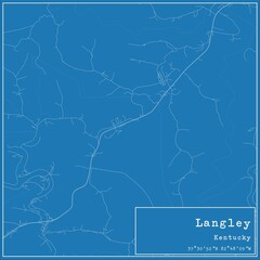 Blueprint US city map of Langley, Kentucky.