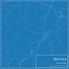 Blueprint US city map of Martin, Kentucky.