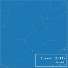 Blueprint US city map of Forest Hills, Kentucky.