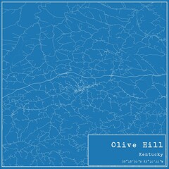 Blueprint US city map of Olive Hill, Kentucky.