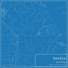 Blueprint US city map of Hardin, Kentucky.