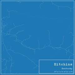 Blueprint US city map of Hitchins, Kentucky.