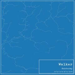 Obraz premium Blueprint US city map of Walker, Kentucky.