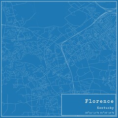 Blueprint US city map of Florence, Kentucky.