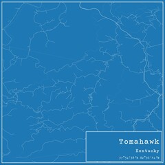 Blueprint US city map of Tomahawk, Kentucky.