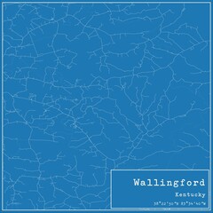 Blueprint US city map of Wallingford, Kentucky.