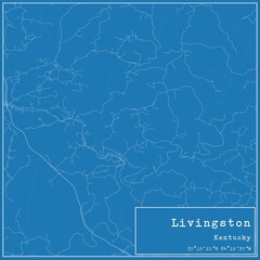 Blueprint US city map of Livingston, Kentucky.