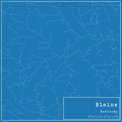 Blueprint US city map of Blaine, Kentucky.