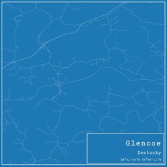 Blueprint US city map of Glencoe, Kentucky.