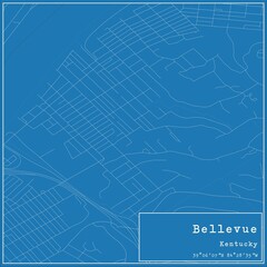 Blueprint US city map of Bellevue, Kentucky.