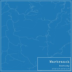 Blueprint US city map of Warbranch, Kentucky.