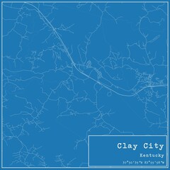 Blueprint US city map of Clay City, Kentucky.
