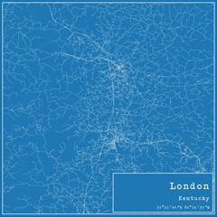 Blueprint US city map of London, Kentucky.