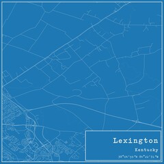 Blueprint US city map of Lexington, Kentucky.