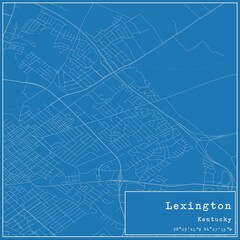 Blueprint US city map of Lexington, Kentucky.