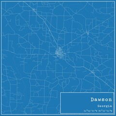 Blueprint US city map of Dawson, Georgia.