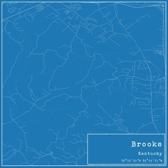 Blueprint US city map of Brooks, Kentucky.