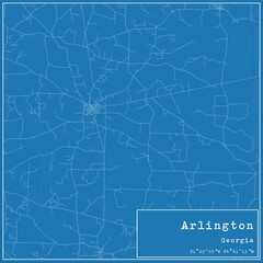 Blueprint US city map of Arlington, Georgia.
