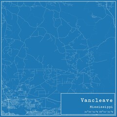Blueprint US city map of Vancleave, Mississippi.