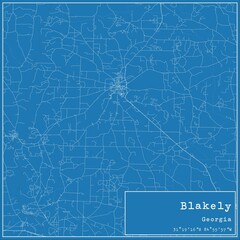 Blueprint US city map of Blakely, Georgia.