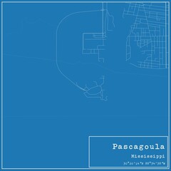 Blueprint US city map of Pascagoula, Mississippi.