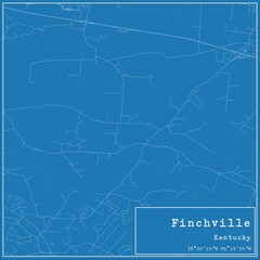 Blueprint US city map of Finchville, Kentucky.