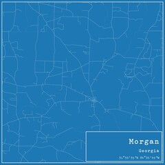 Blueprint US city map of Morgan, Georgia.