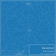 Blueprint US city map of Decatur, Mississippi.