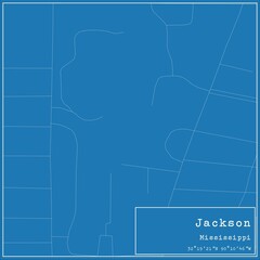 Blueprint US city map of Jackson, Mississippi.