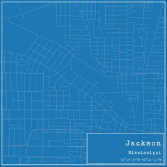 Blueprint US city map of Jackson, Mississippi.