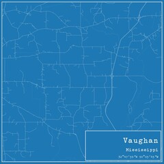 Blueprint US city map of Vaughan, Mississippi.