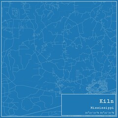 Fototapeta premium Blueprint US city map of Kiln, Mississippi.